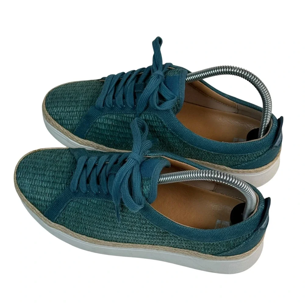 FitFlop Rally Woven Espadrille Sneakers Teal Blue BK9-641 Womens 7